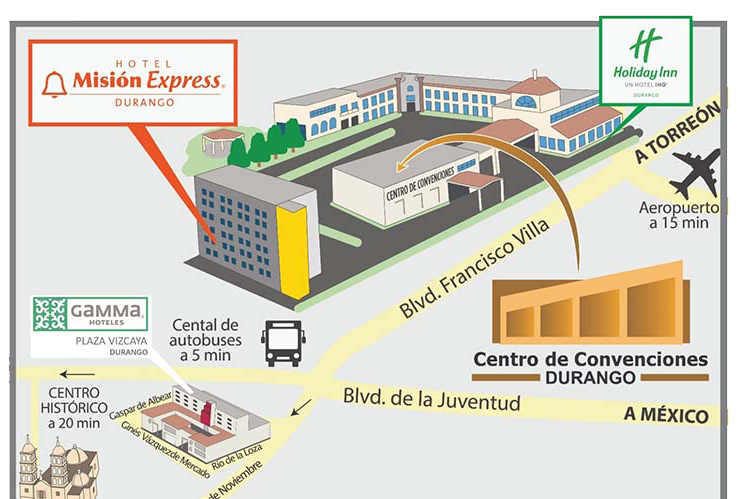 Ubicación centro de convenciones holiday inn Durango